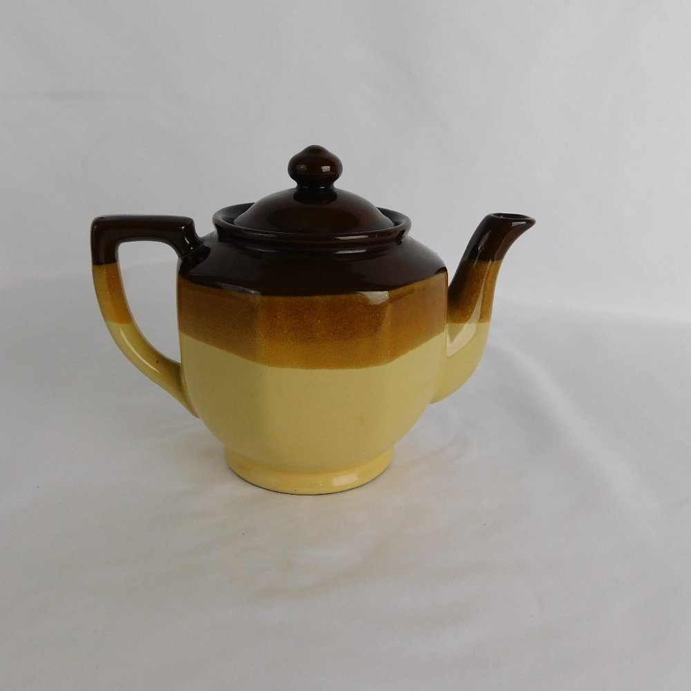 Vintage Stoneware Color block Teapot 1970's